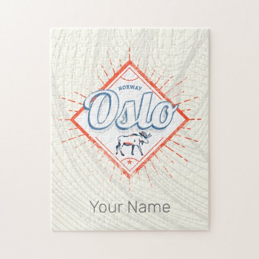 Oslo Hoofdstad Noorwegen Retro Moose  Souvenir Legpuzzel (Verticaal)