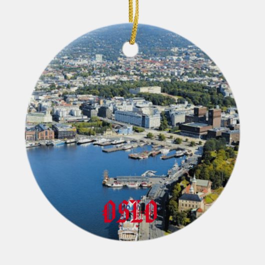 Oslo kerstversiering keramisch ornament (Voorkant)