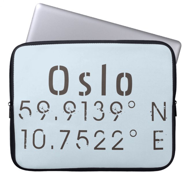 Oslo Latitude Longitude Laptop Sleeve (Voorkant)