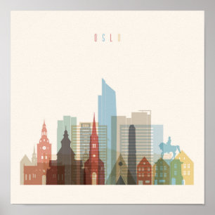 Oslo, Noorwegen City Skyline Poster