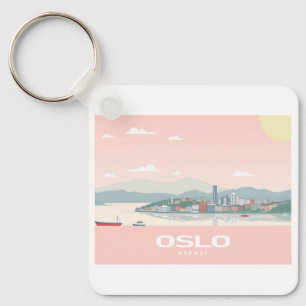 Oslo Noorwegen Fjord Pastelreizen Sleutelhanger
