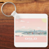 Oslo Noorwegen Fjord Pastelreizen Sleutelhanger (Voorkant)