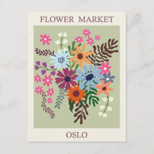  Oslo Noorwegen Flower Market Travel Briefkaart