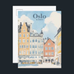 Oslo Noorwegen Gouache Schilderillustratie Reizen Briefkaart<br><div class="desc">Oslo Noorwegen Gouache Verf Illustratie Zachte pastelkleur  stijl</div>