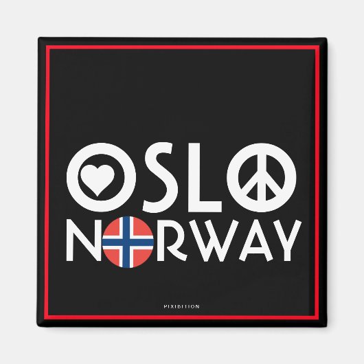 Oslo Noorwegen Liefde Vredesmagneet 4 Magneet (Voorkant)