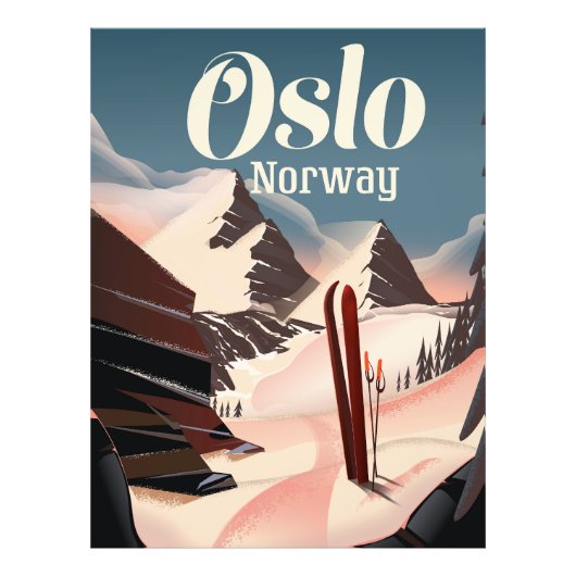 Oslo Noorwegen reis ski poster (Voorkant)
