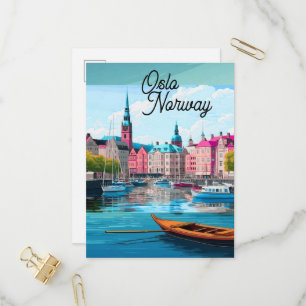 Oslo Noorwegen Reisansichtkaart Kunst, Oslo Ansich Uitnodiging Briefkaart