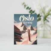 Oslo Noorwegen reizen ski-poster Feestdagenkaart (Staand voorkant)