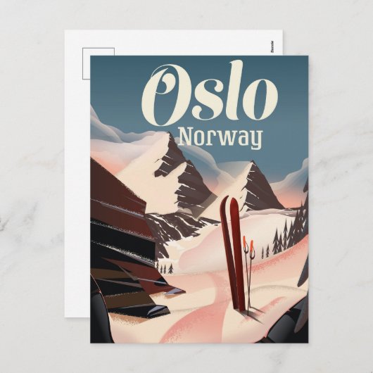 Oslo Noorwegen reizen ski-poster Feestdagenkaart (Voorkant / Achterkant)