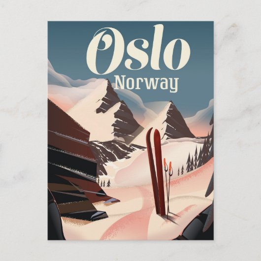 Oslo Noorwegen reizen ski-poster Feestdagenkaart (Voorkant)