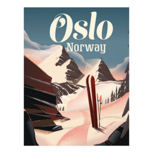 Oslo Noorwegen reizen ski-poster Foto Afdruk