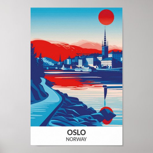 Oslo Noorwegen Retro Kunst Reis Poster (Voorkant)