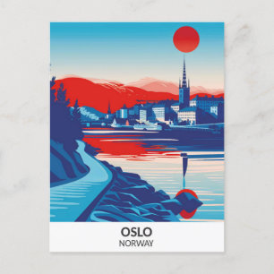 Oslo Noorwegen Retro Kunstwerk Reizen Briefkaart