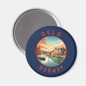 Oslo Noorwegen Retro Noodcirkel Magneet (Voorkant / Achterkant)