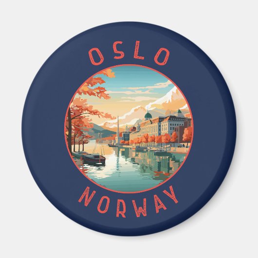 Oslo Noorwegen Retro Noodcirkel Magneet (Voorkant)