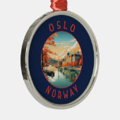 Oslo Noorwegen Retro Noodcirkel Metalen Ornament (Rechts)