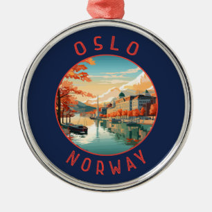 Oslo Noorwegen Retro Noodcirkel Metalen Ornament