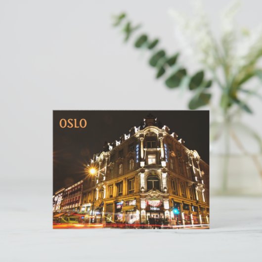 Oslo, Noorwegen 's nachts Briefkaart (Staand voorkant)