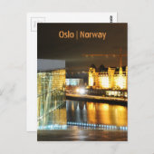 Oslo, Noorwegen 's nachts Briefkaart (Voorkant / Achterkant)