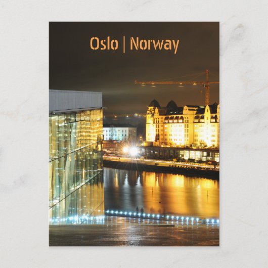 Oslo, Noorwegen 's nachts Briefkaart (Voorkant)