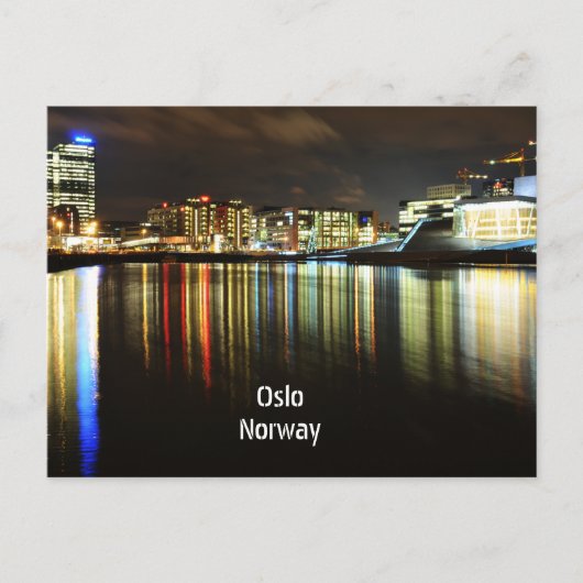 Oslo, Noorwegen 's nachts Briefkaart (Voorkant)