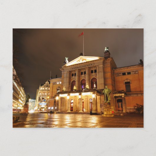Oslo, Noorwegen 's nachts Briefkaart (Voorkant)