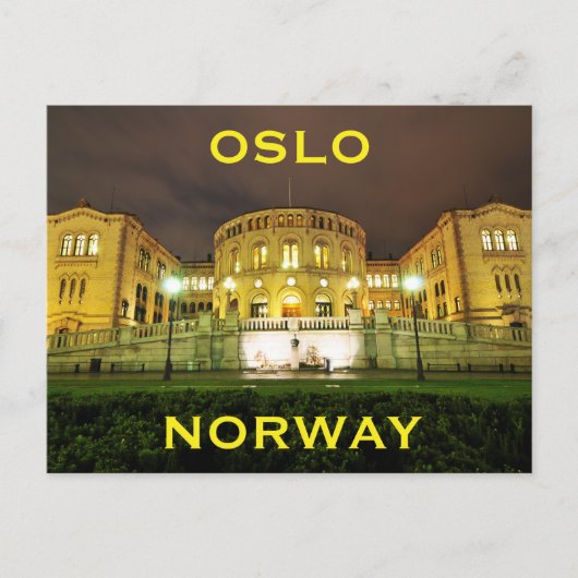 Oslo, Noorwegen 's nachts Briefkaart (Voorkant)