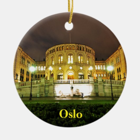 Oslo, Noorwegen 's nachts Keramisch Ornament (Voorkant)