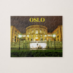 Oslo, Noorwegen 's nachts Legpuzzel