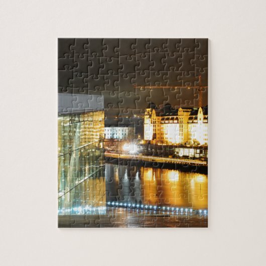 Oslo, Noorwegen 's nachts Legpuzzel (Verticaal)