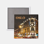 Oslo, Noorwegen 's nachts Magneet (Voorkant / Achterkant)
