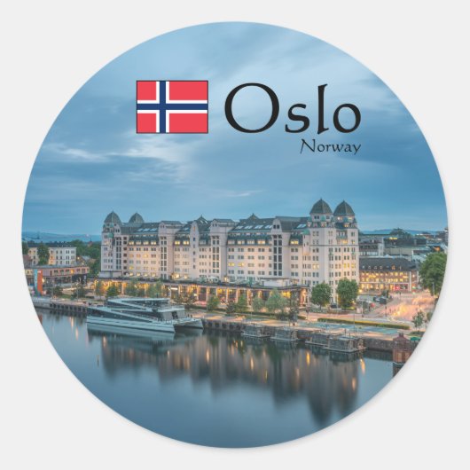 Oslo Noorwegen Souvenir Ronde Sticker (Voorkant)
