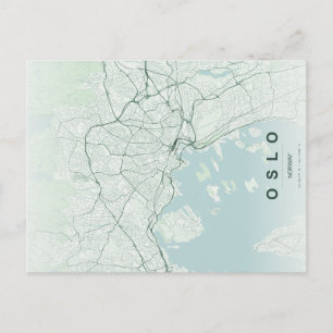 Oslo Noorwegen Stadkaart Minimalistisch Ontwerp Briefkaart