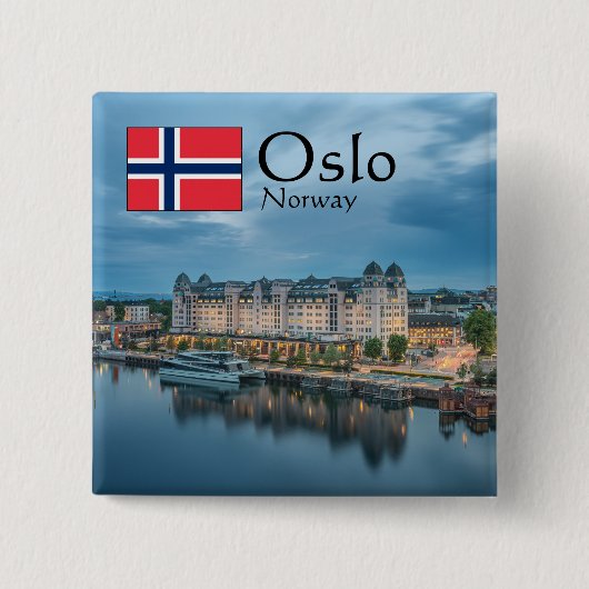 Oslo Noorwegen Vierkante Button 5,1 Cm (Voorkant)