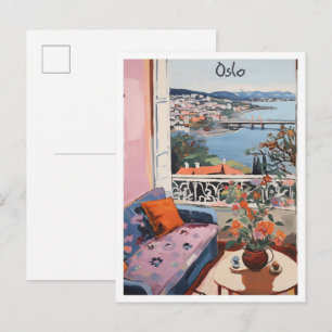 Oslo Noorwegen Vintage Reis Kunst Briefkaart