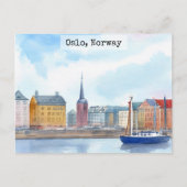 Oslo Noorwegen  Waterverf Briefkaart (Voorkant)