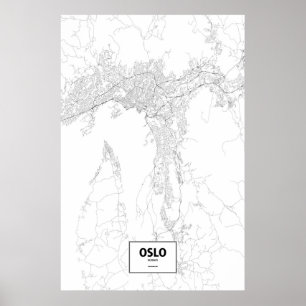 Oslo, Noorwegen (zwart op wit) Poster