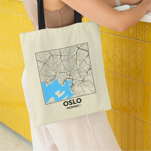 Oslo, Norway, City Map Tote Bag