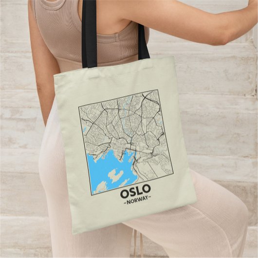 Oslo, Norway, City Map Tote Bag