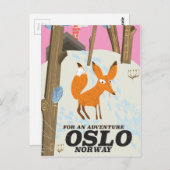 Oslo Norway fox vintage poster Briefkaart (Voorkant / Achterkant)