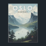Oslo Norway Travel Art Vintage Briefkaart<br><div class="desc">Oslo retro vector reisontwerp. Oslo,  de hoofdstad van Noorwegen,  ligt aan de zuidkust van het land aan de kop van de Oslofjord.</div>