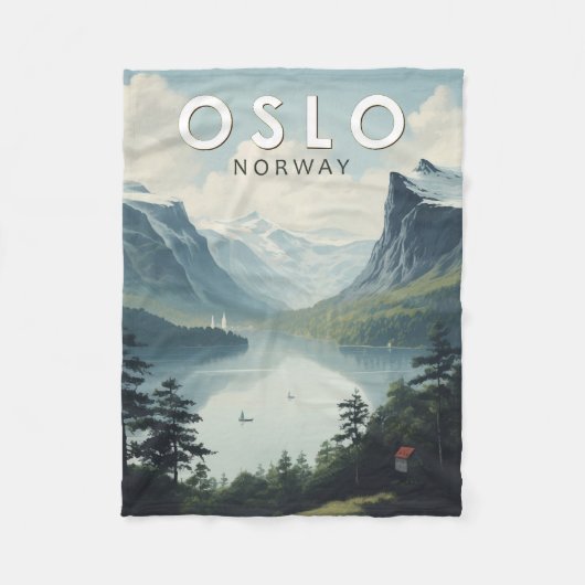 Oslo Norway Travel Art Vintage Fleece Deken (Voorkant)