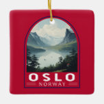 Oslo Norway Travel Art Vintage Keramisch Ornament<br><div class="desc">Oslo retro vector reisontwerp. Oslo,  de hoofdstad van Noorwegen,  ligt aan de zuidkust van het land aan de kop van de Oslofjord.</div>