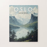 Oslo Norway Travel Art Vintage Legpuzzel<br><div class="desc">Oslo retro vector reisontwerp. Oslo,  de hoofdstad van Noorwegen,  ligt aan de zuidkust van het land aan de kop van de Oslofjord.</div>