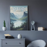 Oslo Norway Travel Art Vintage Poster<br><div class="desc">Oslo retro vector reisontwerp. Oslo,  de hoofdstad van Noorwegen,  ligt aan de zuidkust van het land aan de kop van de Oslofjord.</div>
