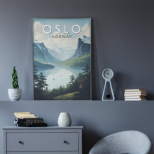 Oslo Norway Travel Art Vintage Poster