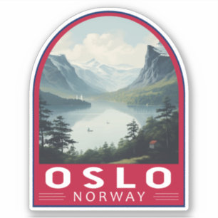 Oslo Norway Travel Art Vintage Sticker