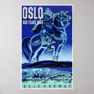 Oslo Norway Vintage Travel Poster gerestaureerd
