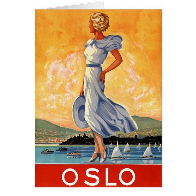 Oslo Norway Vintage Travel Poster gerestaureerd (Voorkant)