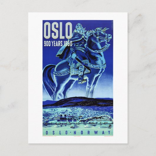 Oslo Norway Vintage Travel Poster gerestaureerd Briefkaart (Voorkant)